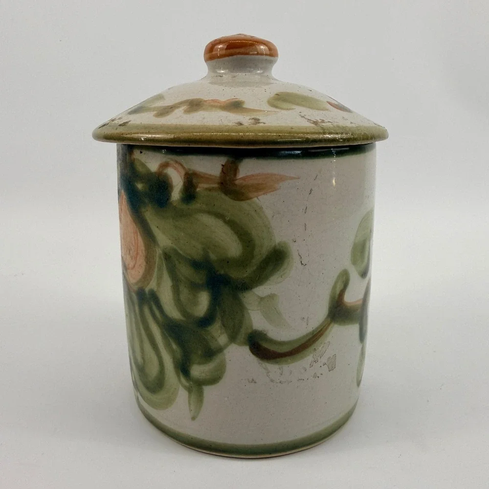 Louisville Stoneware Hand Painted Fruit Covered Canister Crock Kentucky USA